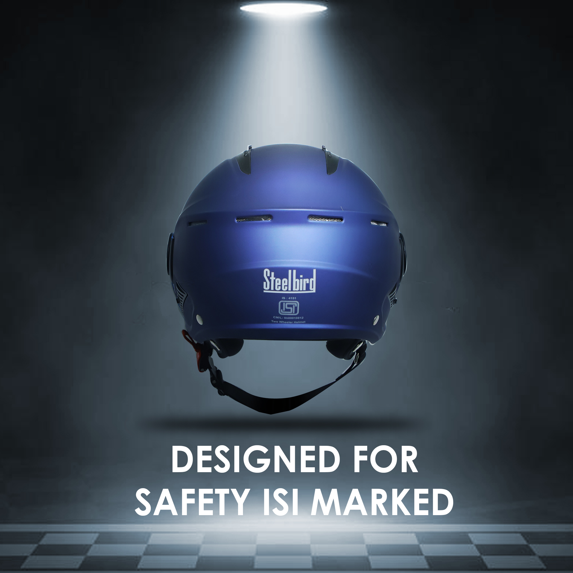 Steelbird SBH-24 Boxx ISI Certified Open Face Helmet For Men And Women (Matt H. Blue With Clear Visor)