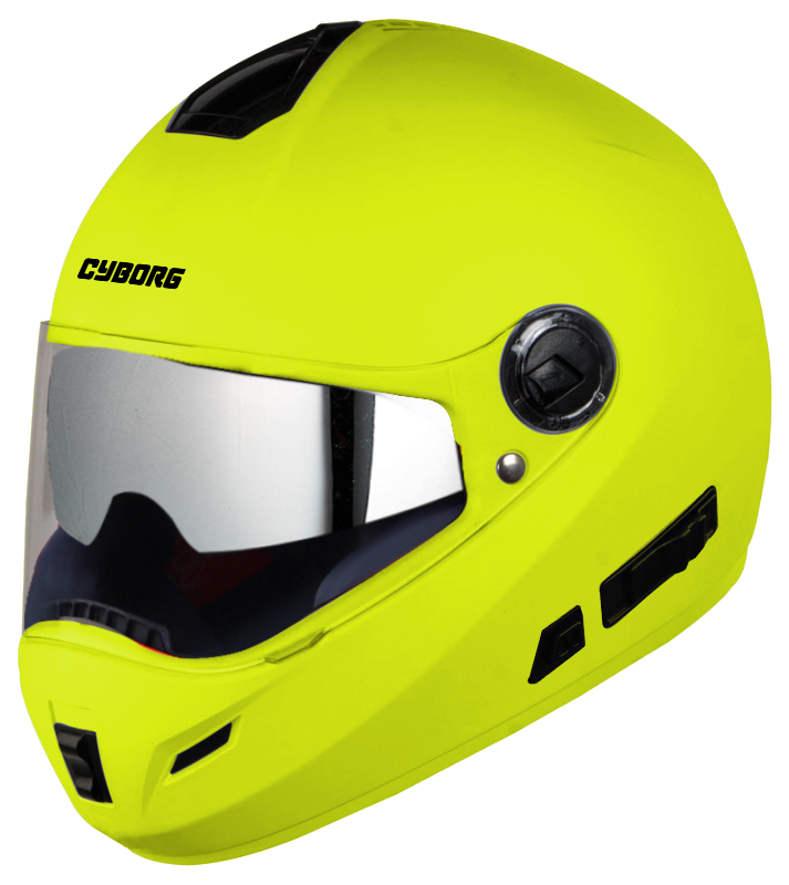 Steelbird SB-39 Cyborg ISI Certified Full Face Helmet for Men and Women with Sun Shield (Glossy Fluo Neon)