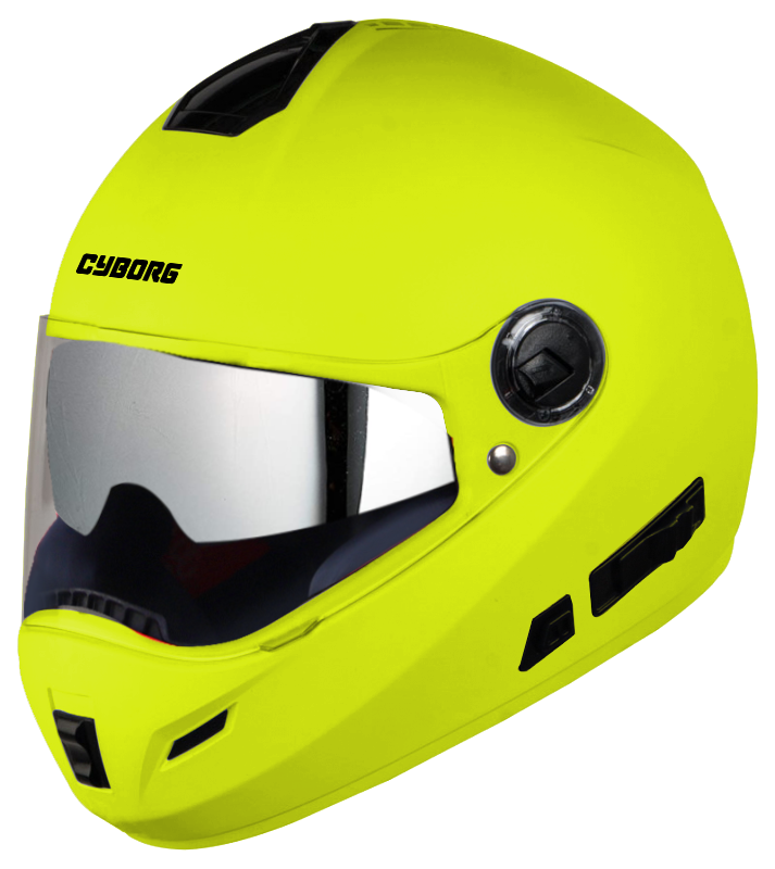 Steelbird SB-39 Cyborg ISI Certified Full Face Helmet For Men And Women With Sun Shield (Glossy Fluo Neon)