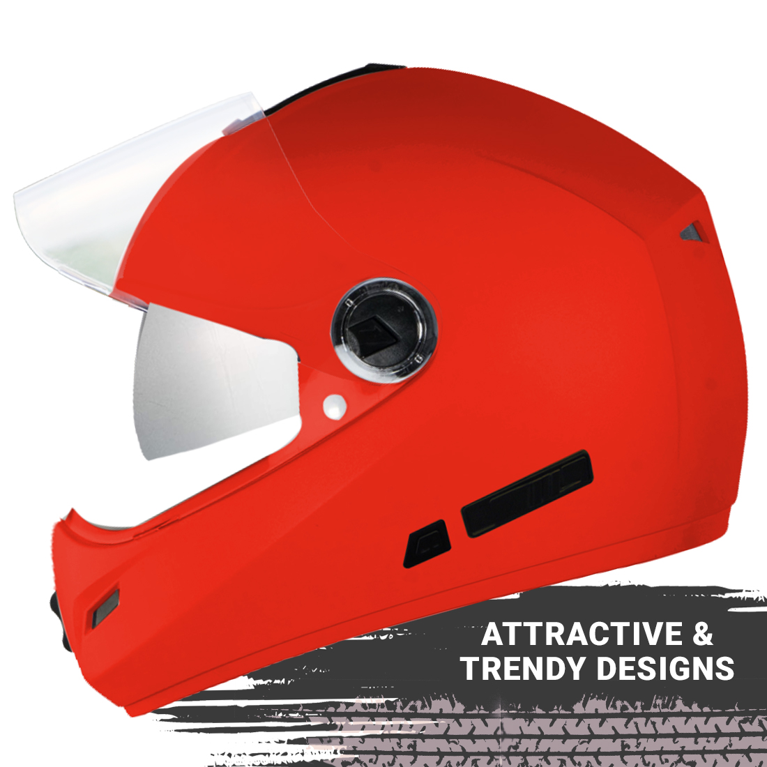 Steelbird SB-39 Cyborg ISI Certified Full Face Helmet For Men And Women With Sun Shield (Glossy Fluo Red)