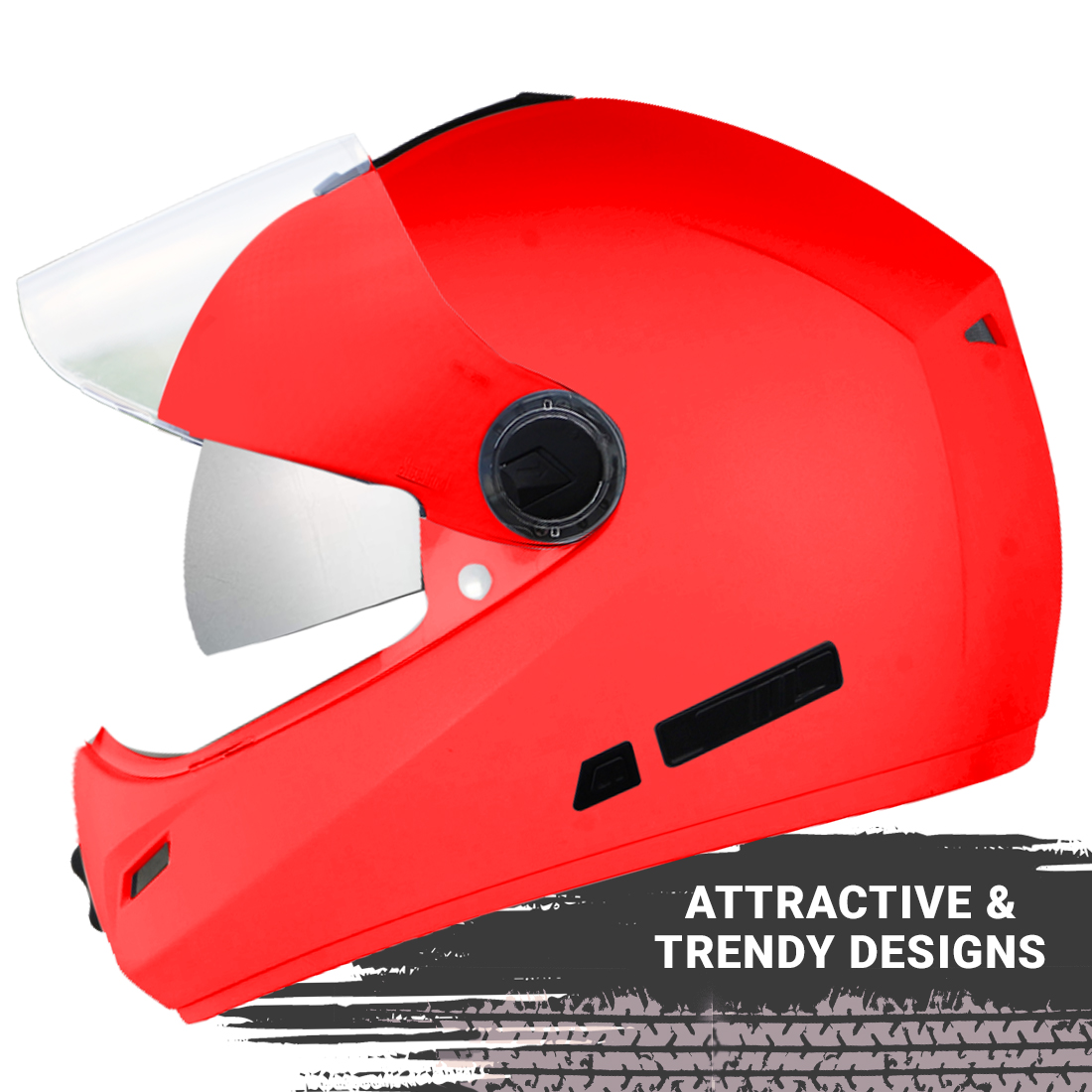 Steelbird SB-39 Cyborg ISI Certified Full Face Helmet For Men And Women With Sun Shield (Glossy Fluo Watermelon)