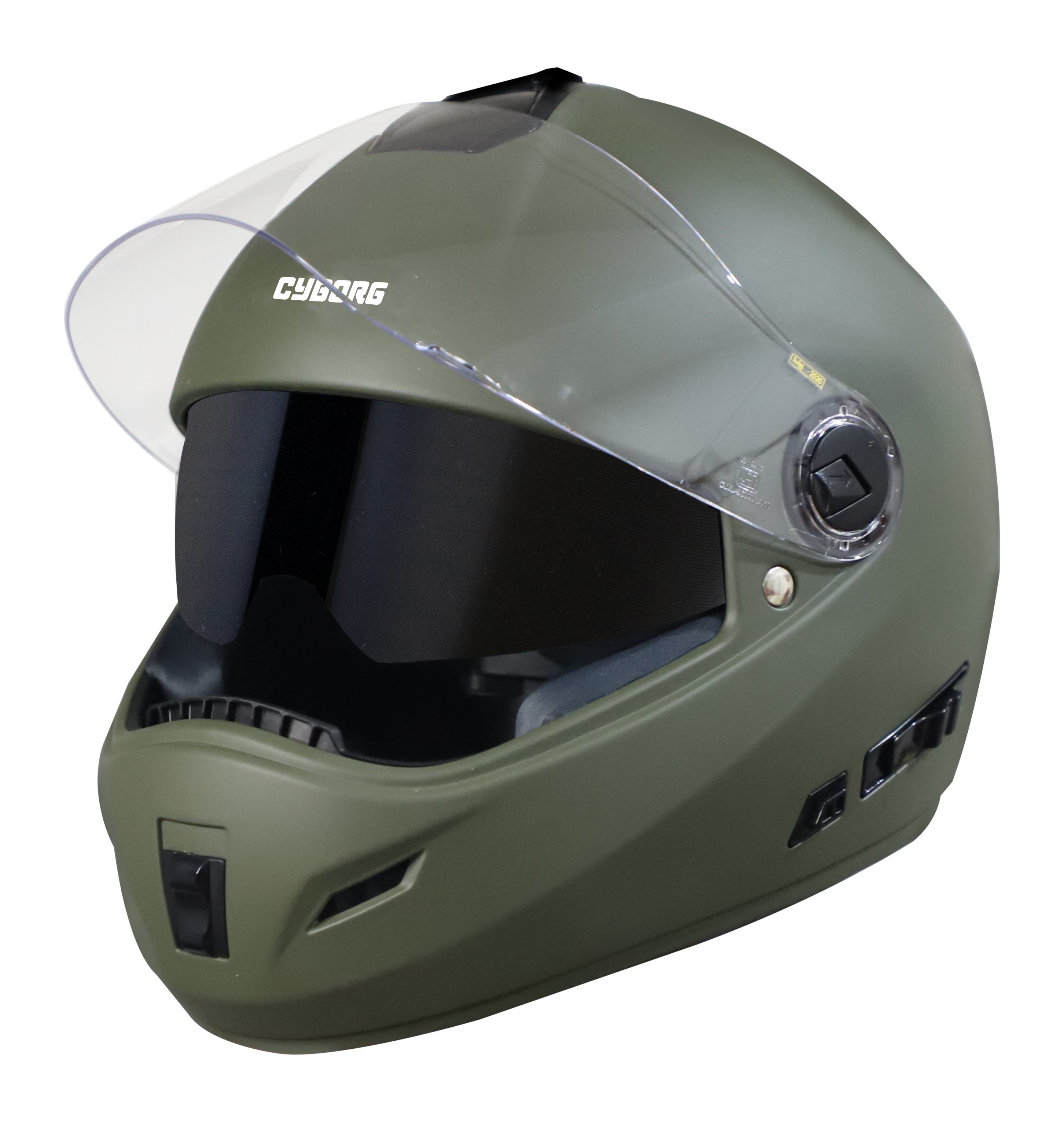 Steelbird SB-39 Cyborg ISI Certified Full Face Helmet For Men And Women With Sun Shield (Matt Battle Green)