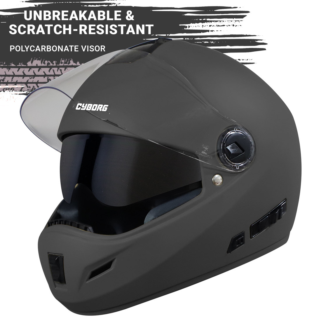 Steelbird SB-39 Cyborg ISI Certified Full Face Helmet For Men And Women With Sun Shield (Matt H. Grey)