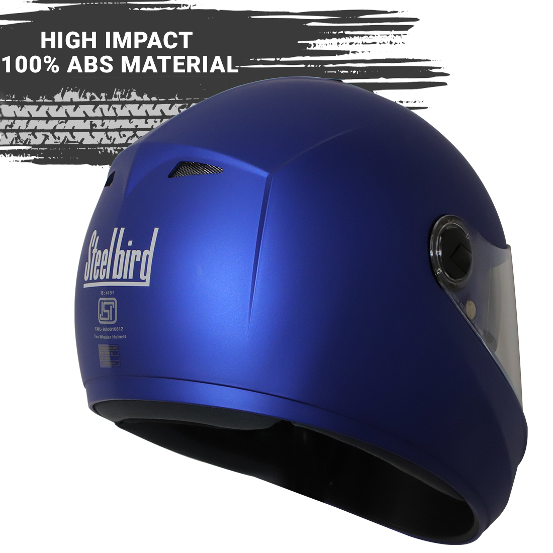 Steelbird SB-39 Cyborg ISI Certified Full Face Helmet For Men And Women With Sun Shield (Matt Y. Blue)