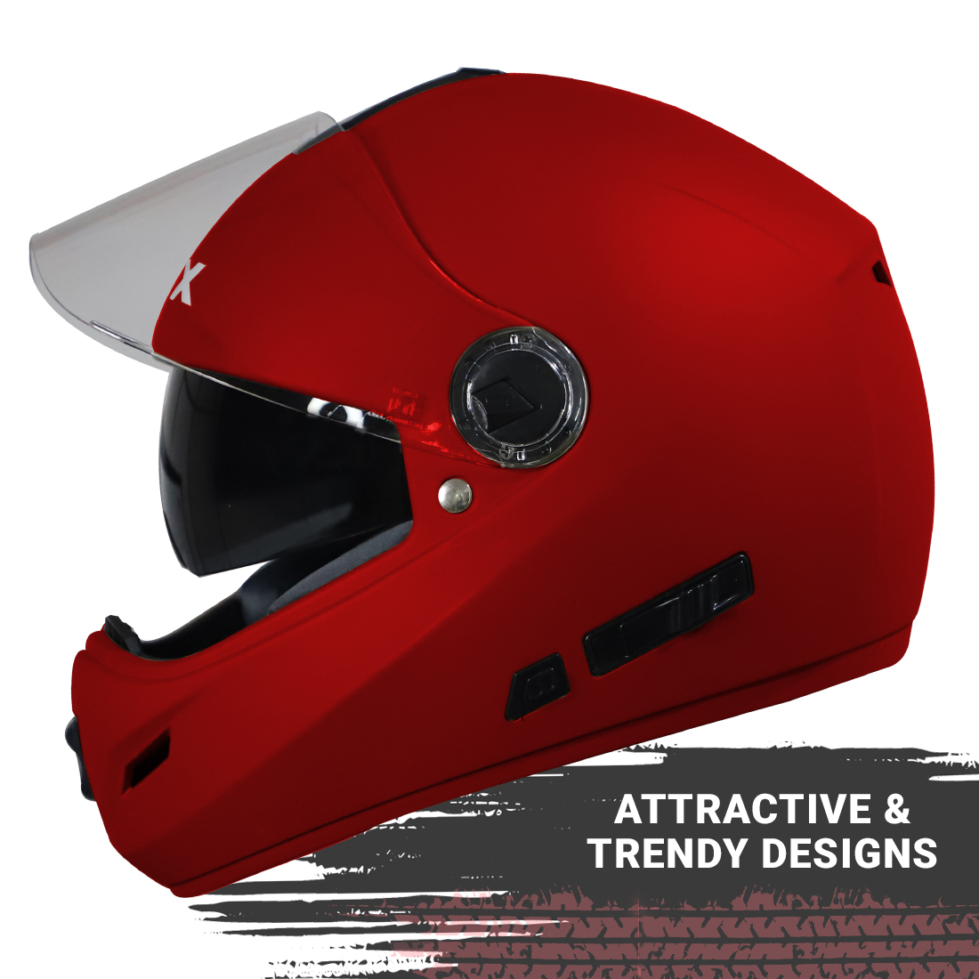 Steelbird SB-39 Cyborg ISI Certified Full Face Helmet For Men And Women With Sun Shield (Glossy Cherry Red)