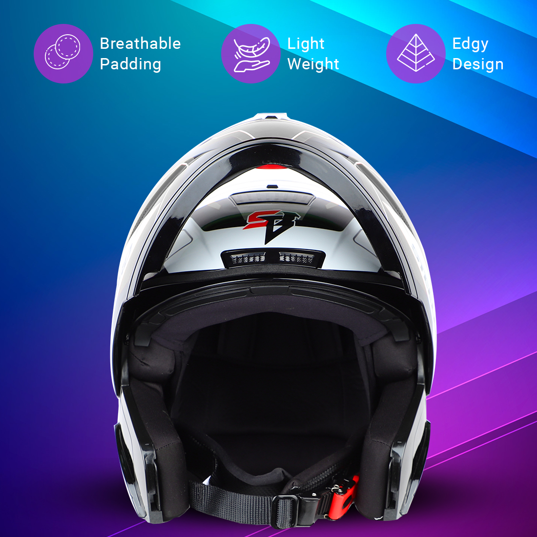 Steelbird SBA-7 Huracan ISI Certified Flip-Up Helmet For Men And Women (Glossy Black Grey With Clear Visor)
