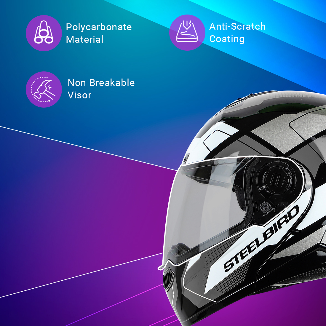 Steelbird SBA-7 Huracan ISI Certified Flip-Up Helmet For Men And Women (Matt Black Grey With Clear Visor)