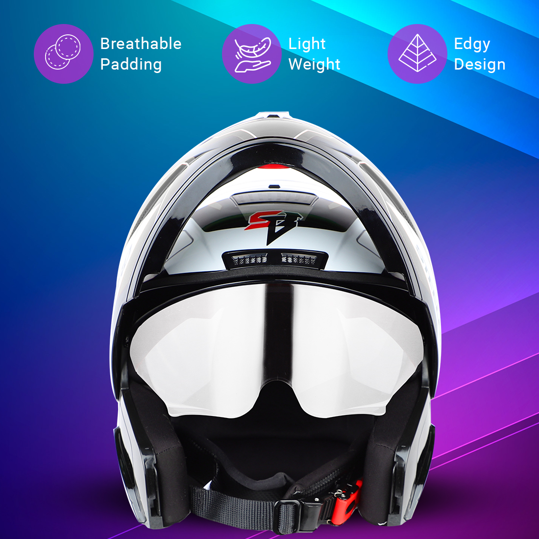 Steelbird SBA-7 Huracan ISI Certified Flip-Up Helmet For Men And Women With Inner Sun Shield (Glossy Black Grey)