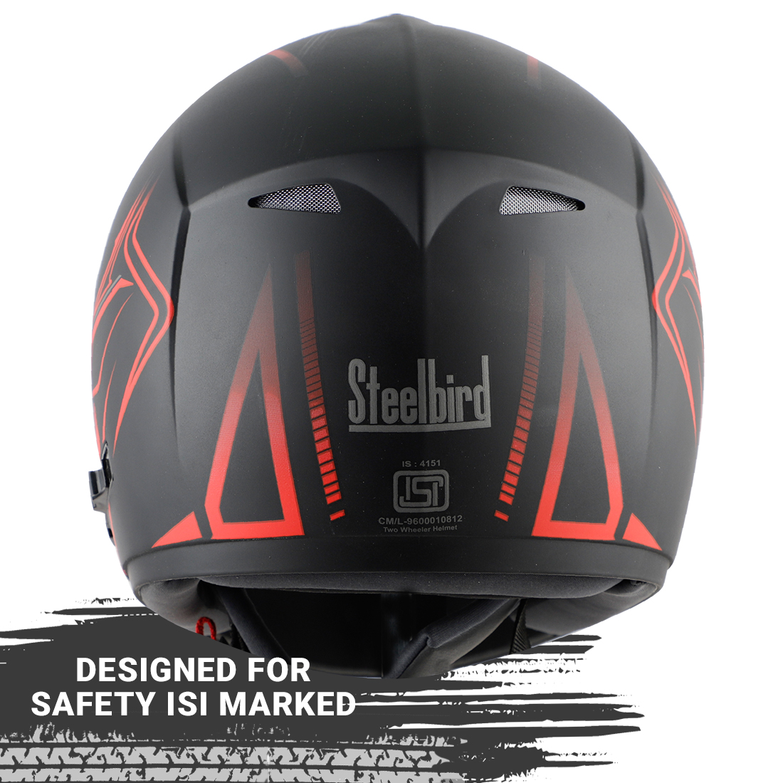 Steelbird Cyborg Cipher Full Face Helmet With Chrome Silver Sun Shield, ISI Certified Helmet (Matt Black Red)
