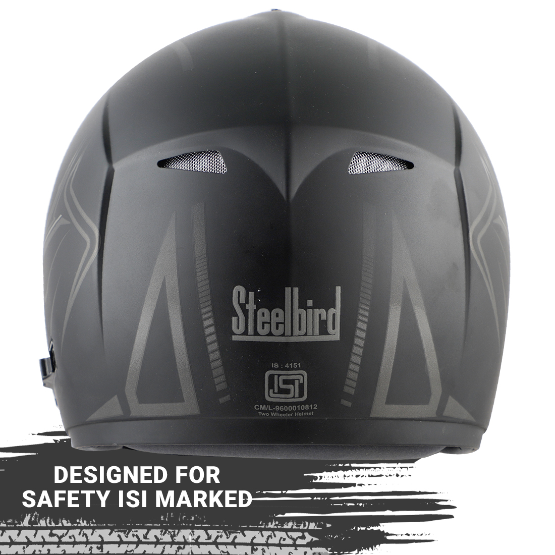 Steelbird Cyborg Cipher Full Face Helmet With Chrome Silver Sun Shield, ISI Certified Helmet (Matt Black Grey)