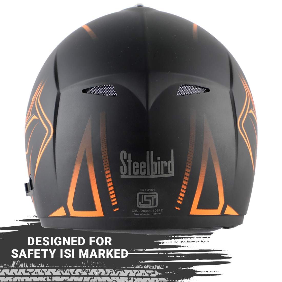 Steelbird Cyborg Cipher Full Face Helmet With Chrome Silver Sun Shield, ISI Certified Helmet (Matt Black Orange)