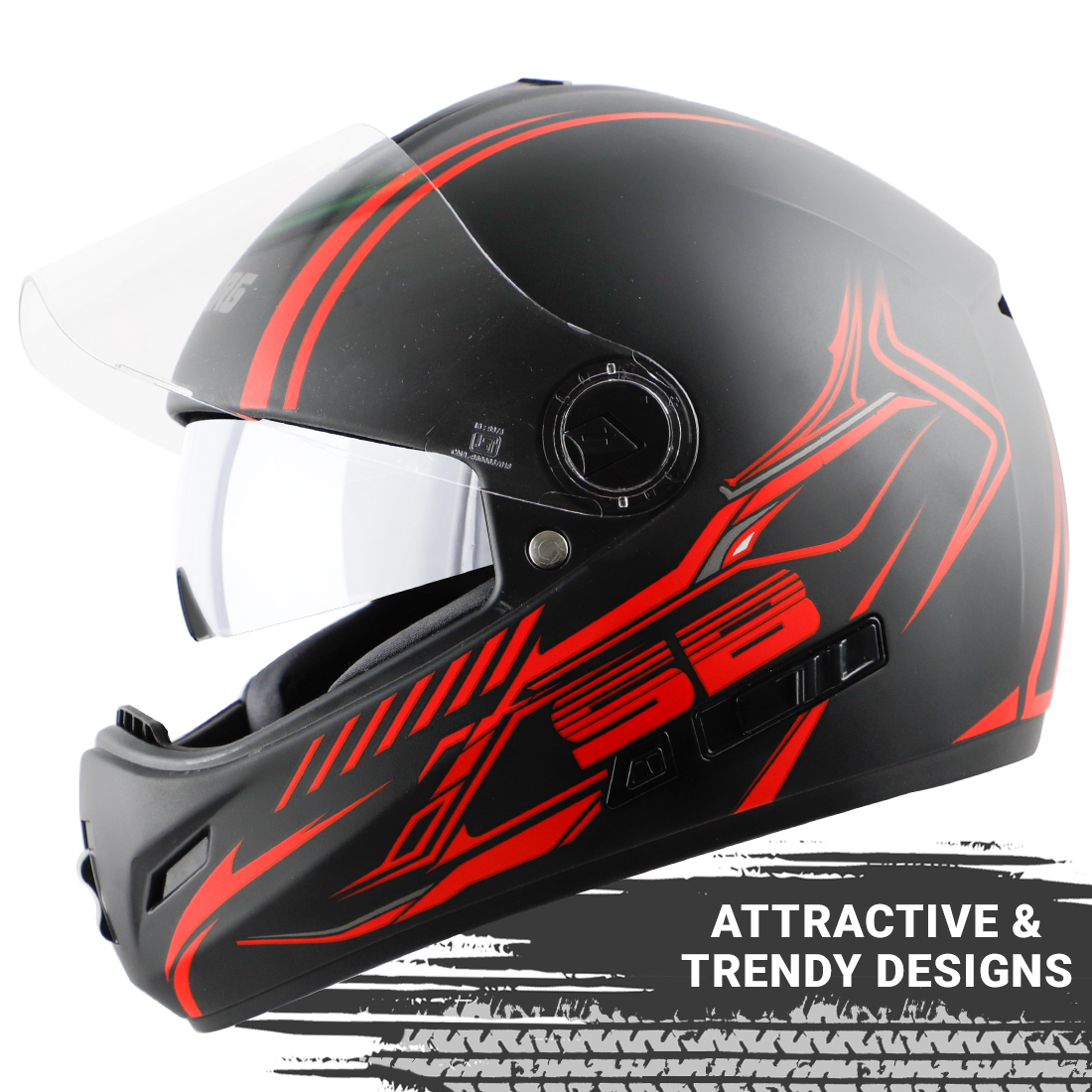 Steelbird Cyborg Cipher Full Face Helmet With Chrome Silver Sun Shield, ISI Certified Helmet (Glossy Black Red)