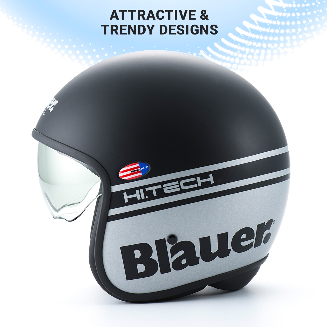 Steelbird Blauer Pilot ISI/ECE Certified Open Face Helmet (Matt Black)