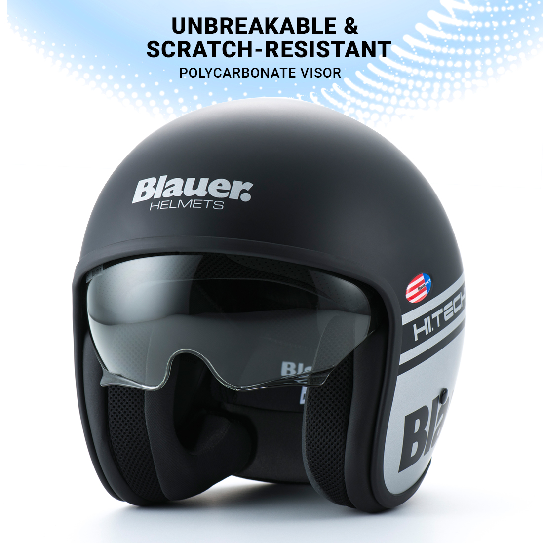 Steelbird Blauer Pilot ISI/ECE Certified Open Face Helmet (Matt Black)