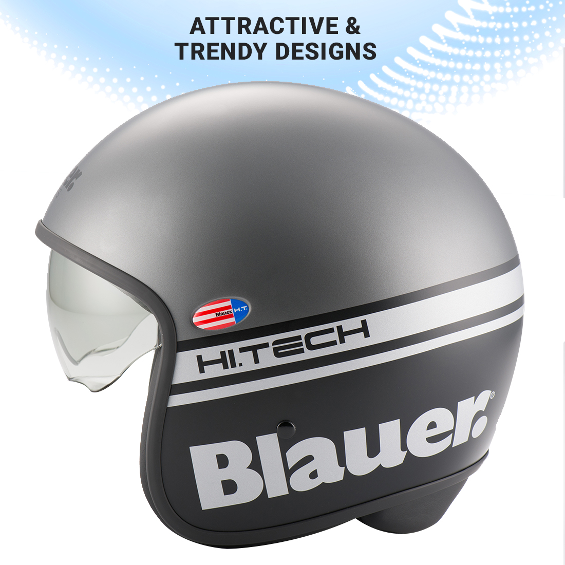 Steelbird Blauer Pilot ISI/ECE Certified Open Face Helmet (Matt Grey)