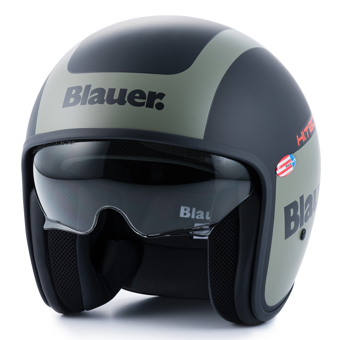 Steelbird Blauer Pilot ISI/ECE Certified Open Face Helmet (Matt Green)