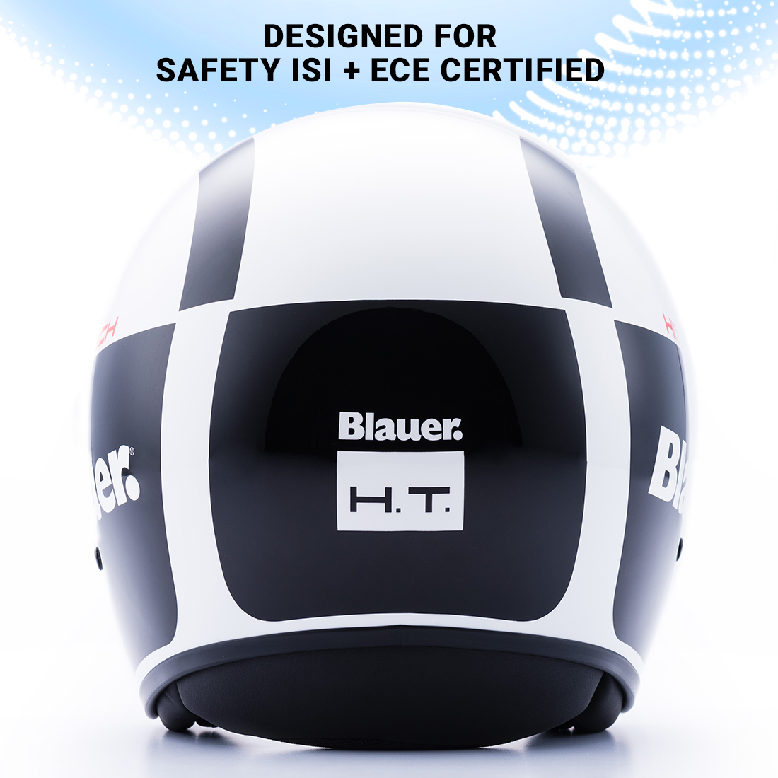 Steelbird Blauer Pilot ISI/ECE Certified Open Face Helmet (Glossy Black White)