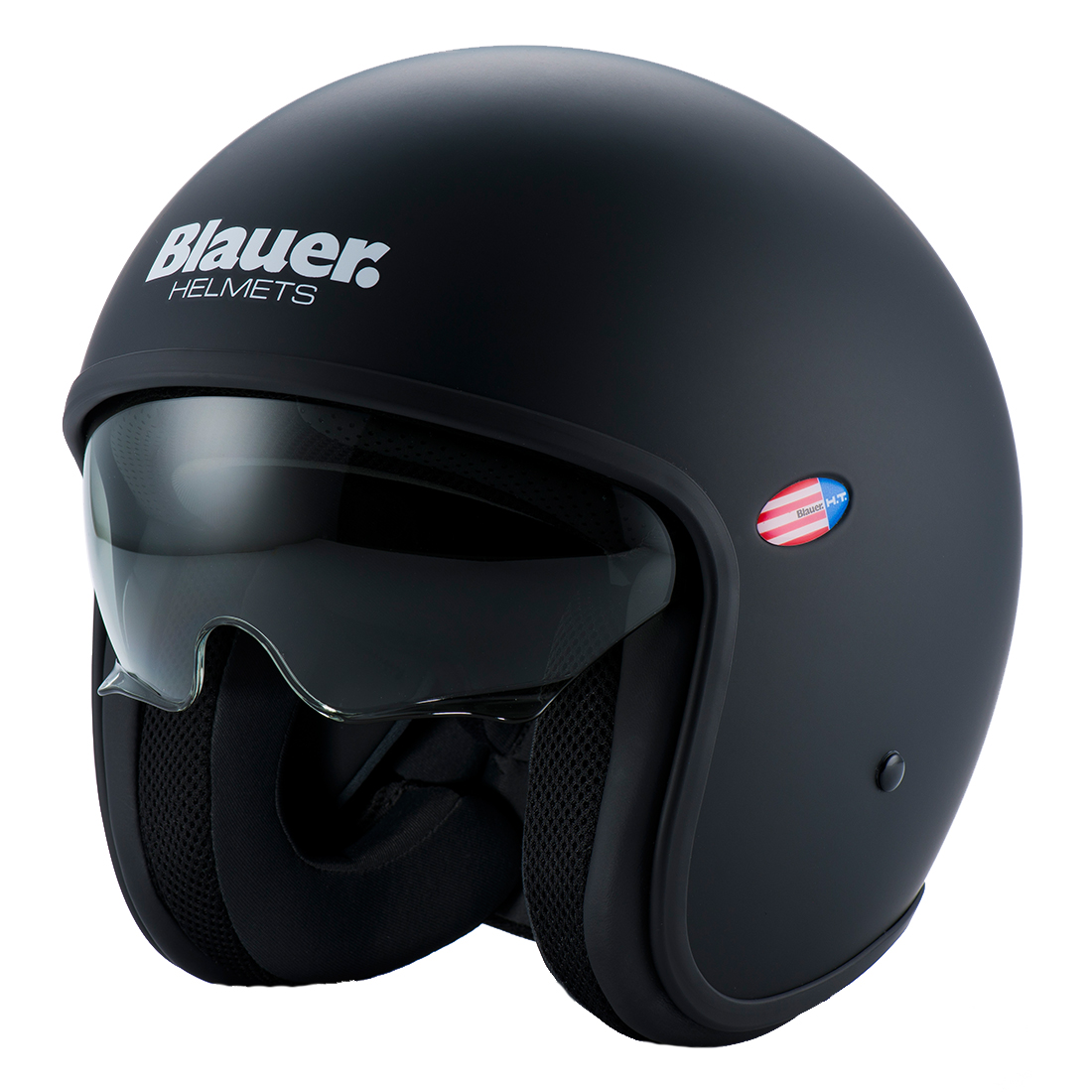 Steelbird Blauer Pilot ISI/ECE Certified Open Face Helmet (Monochrome Matt Black)