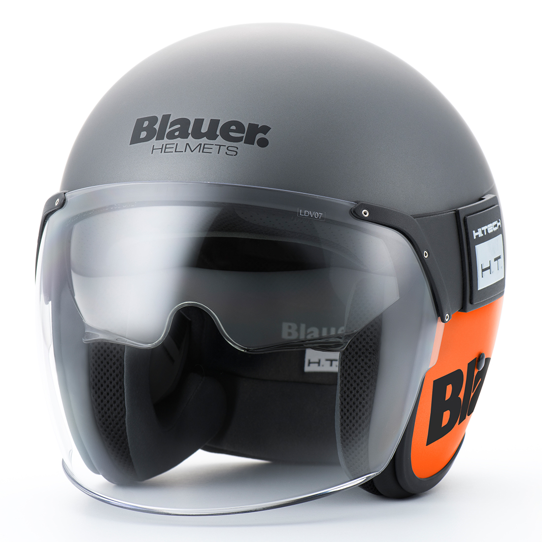 Steelbird Blauer Pod Classic ISI/ECE Certified Open Face Helmet Fitted With Inner Smoke Sun Shield And Outer Clear Visor (Matt Titanium Orange)