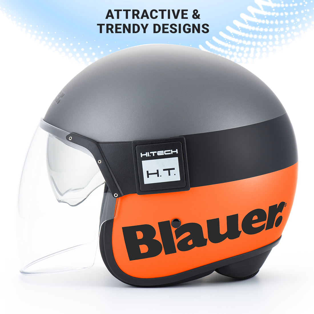 Steelbird Blauer Pod Classic ISI/ECE Certified Open Face Helmet Fitted With Inner Smoke Sun Shield And Outer Clear Visor (Matt Titanium Orange)