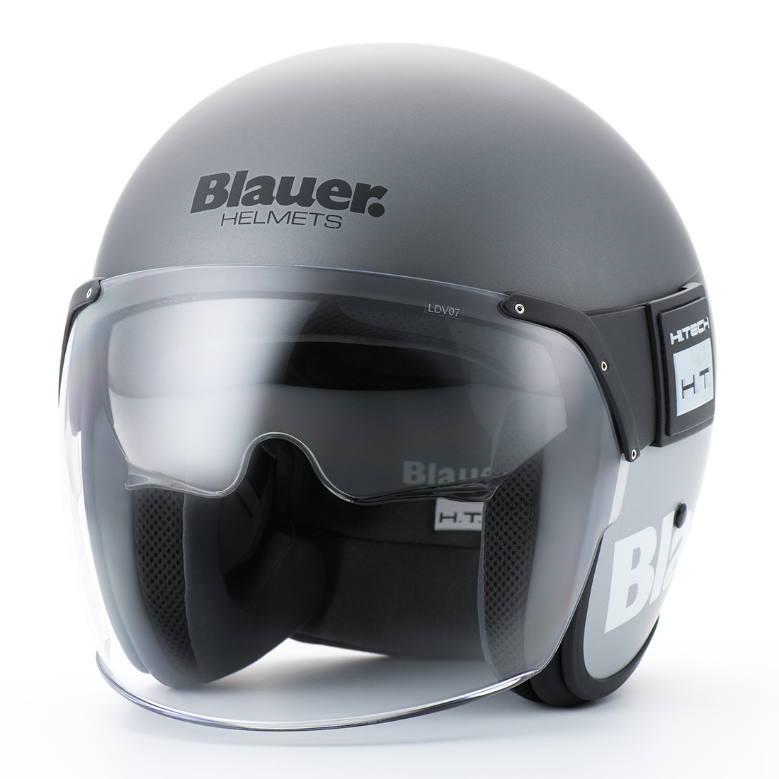 Steelbird Blauer Pod Classic ISI/ECE Certified Open Face Helmet Fitted With Inner Smoke Sun Shield And Outer Clear Visor (Matt Titanium Grey)