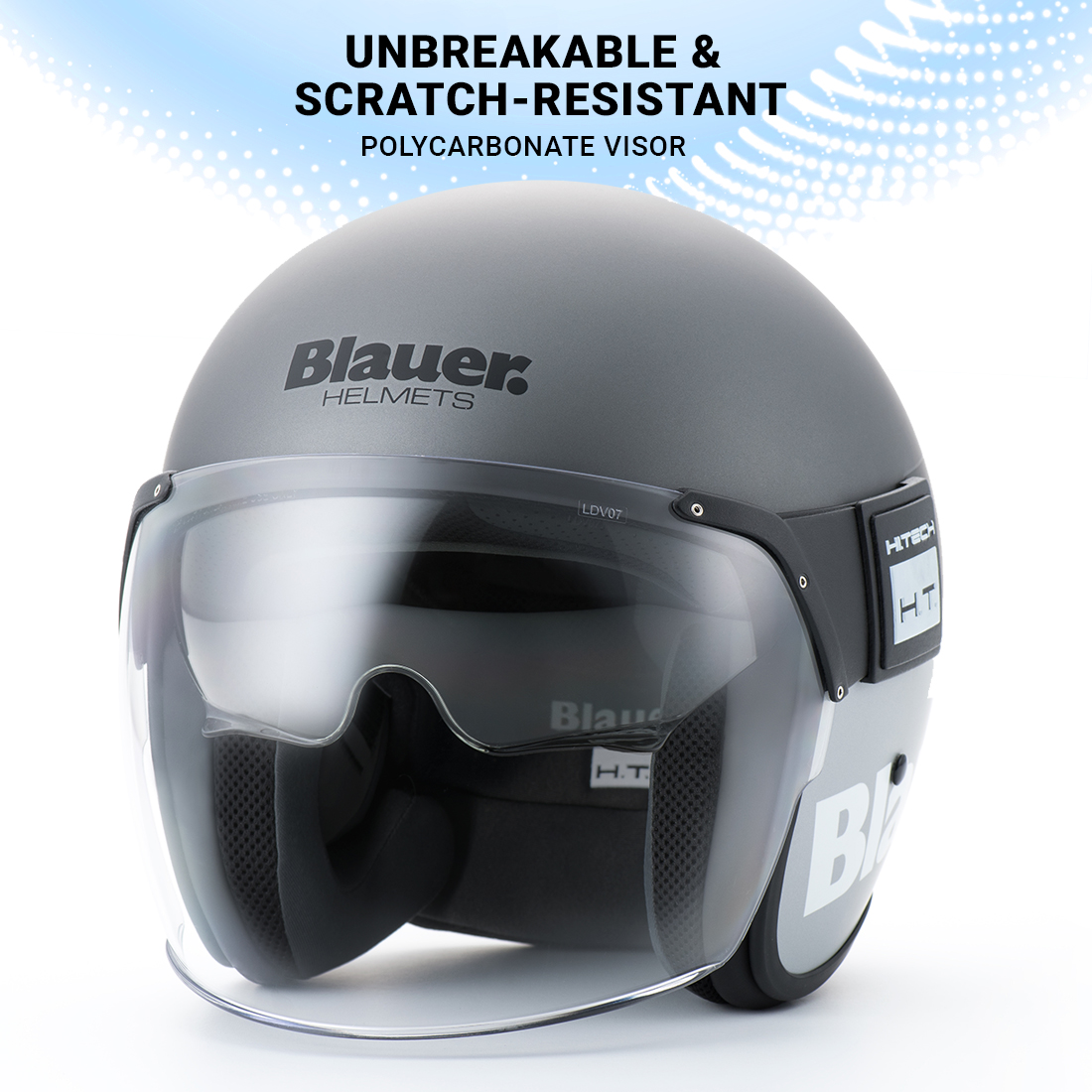 Steelbird Blauer Pod Classic ISI/ECE Certified Open Face Helmet Fitted With Inner Smoke Sun Shield And Outer Clear Visor (Matt Titanium Grey)