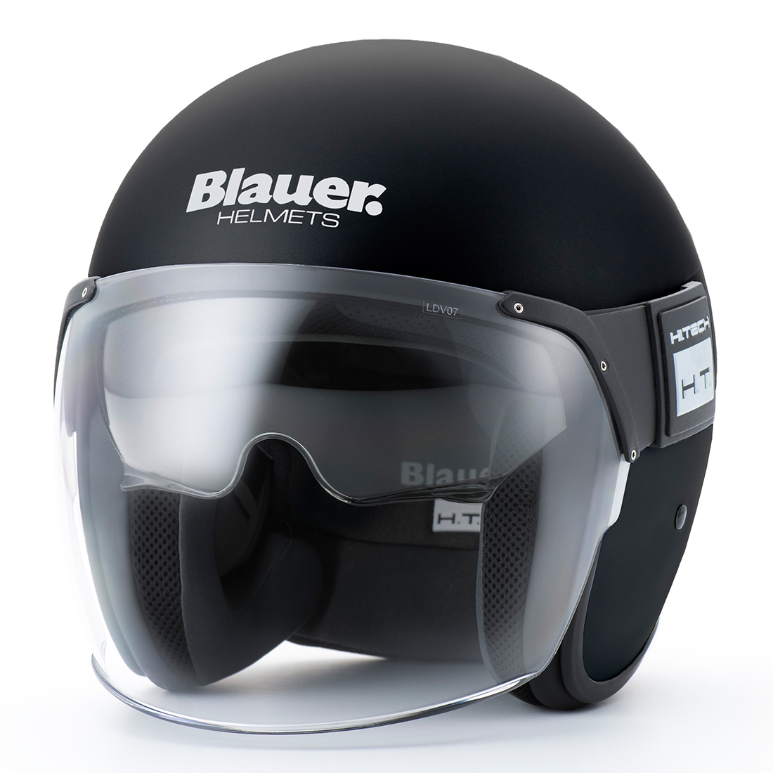 Steelbird Blauer Pod Classic ISI/ECE Certified Open Face Helmet Fitted With Inner Smoke Sun Shield And Outer Clear Visor (Monochrome Matt Black)