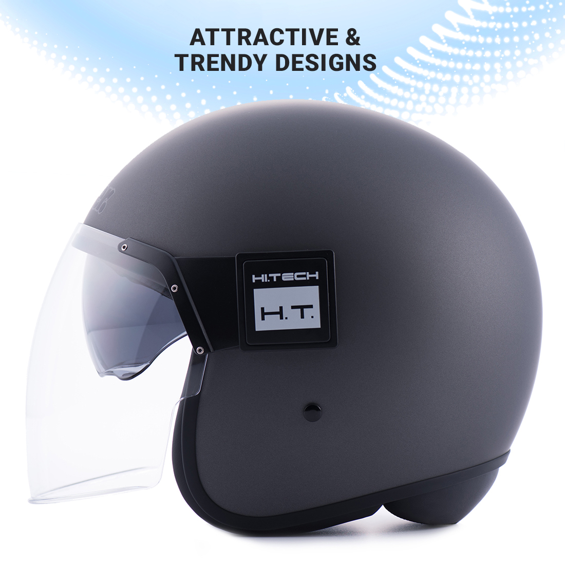 Steelbird Blauer Pod Classic ISI/ECE Certified Open Face Helmet Fitted With Inner Smoke Sun Shield And Outer Clear Visor (Monochrome Matt Titanium)