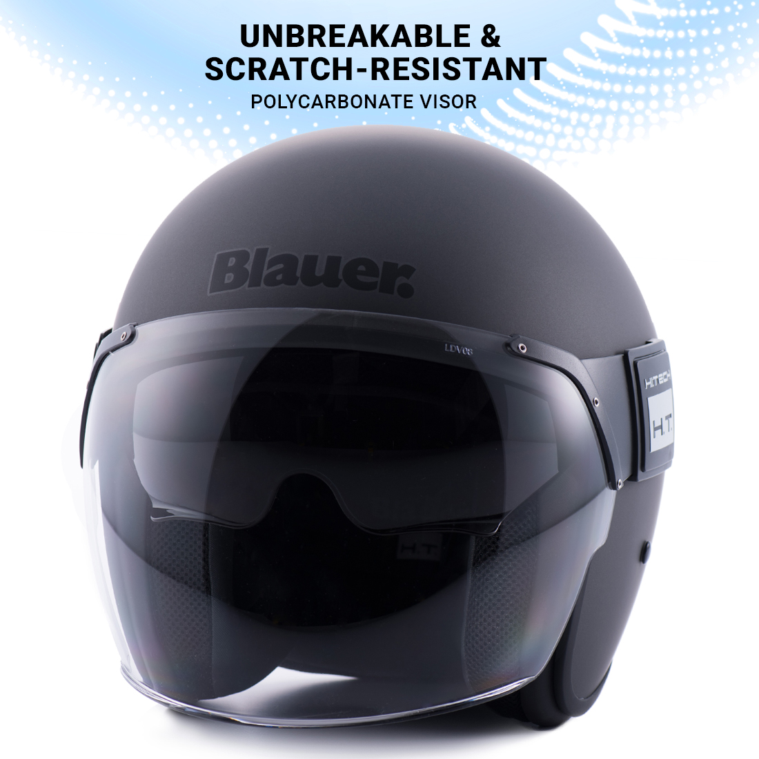Steelbird Blauer Pod Classic ISI/ECE Certified Open Face Helmet Fitted With Inner Smoke Sun Shield And Outer Clear Visor (Monochrome Matt Titanium)