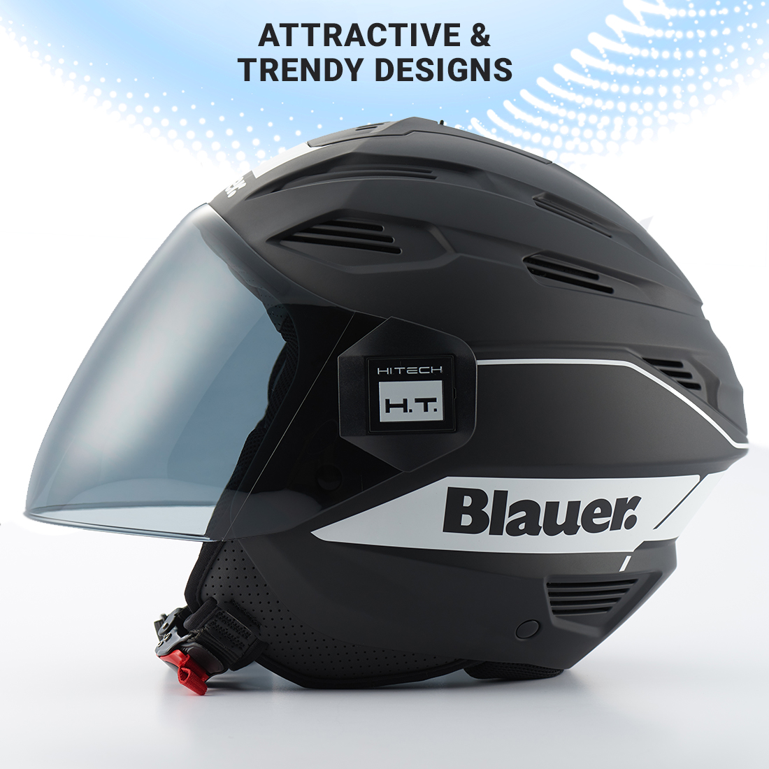 Steelbird Blauer Brat ISI/ECE Certified Open Face Helmet (Matt Black White)