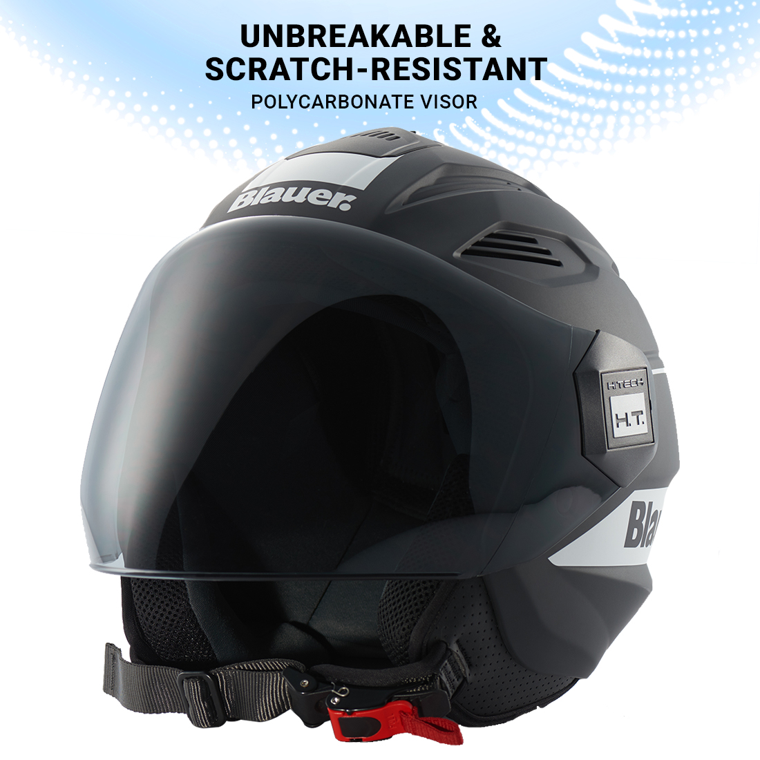 Steelbird Blauer Brat ISI/ECE Certified Open Face Helmet (Matt Black White)