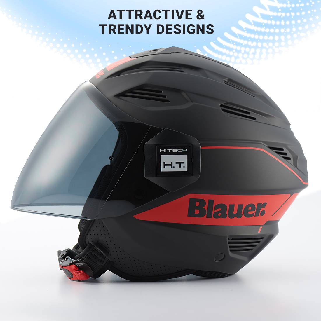 Steelbird Blauer Brat ISI/ECE Certified Open Face Helmet (Matt Black Red)