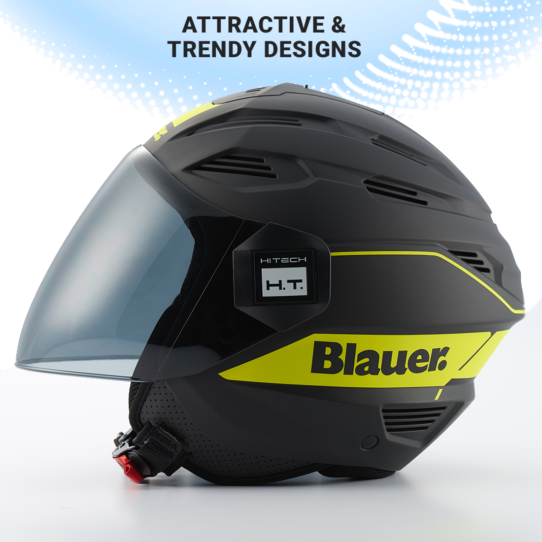 Steelbird Blauer Brat ISI/ECE Certified Open Face Helmet (Matt Black Fluo Yellow)