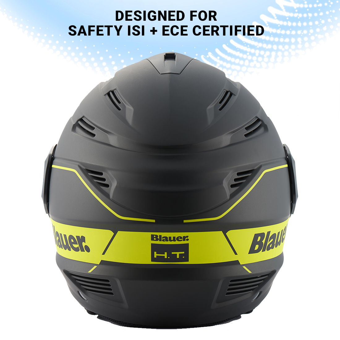 Steelbird Blauer Brat ISI/ECE Certified Open Face Helmet (Matt Black Fluo Yellow)