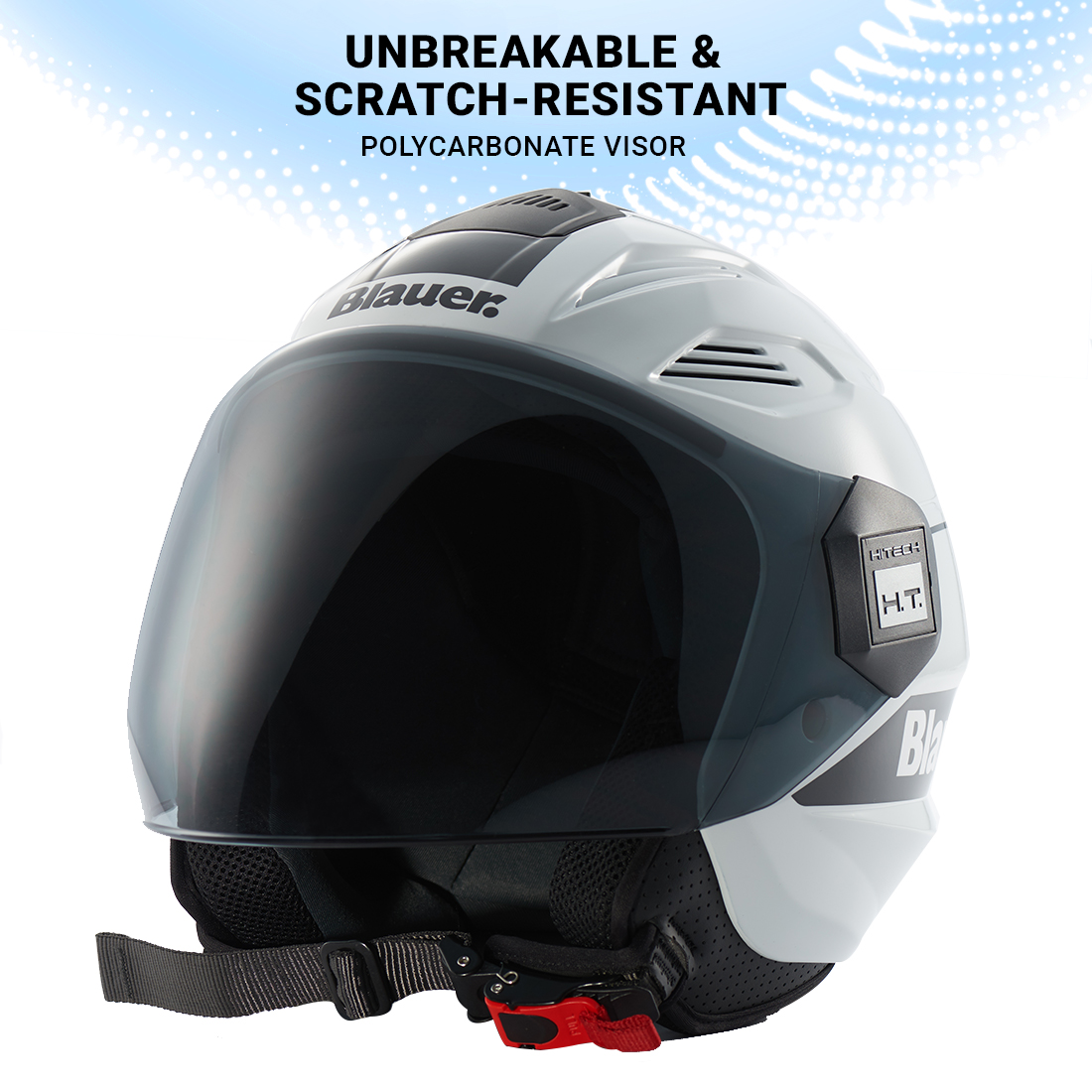 Steelbird Blauer Brat ISI/ECE Certified Open Face Helmet (Glossy White Black)