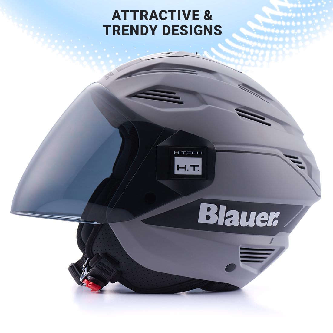 Steelbird Blauer Brat ISI/ECE Certified Open Face Helmet (Matt Grey Black)