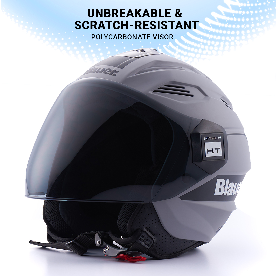 Steelbird Blauer Brat ISI/ECE Certified Open Face Helmet (Matt Grey Black)