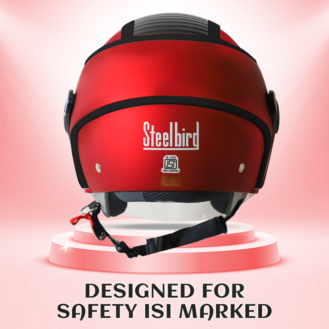 Steelbird SB-29 AER ISI Certified Helmet For Men And Women (Glossy Cherry Red Black With Clear Visor