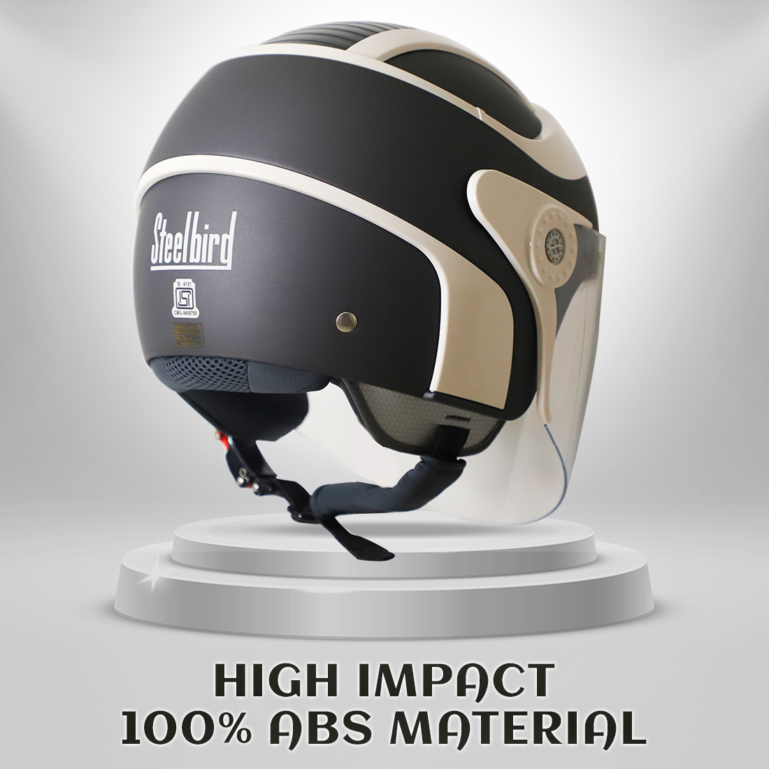 Steelbird SB-29 AER ISI Certified Helmet For Men And Women (Matt H.Grey Off White With Clear Visor)