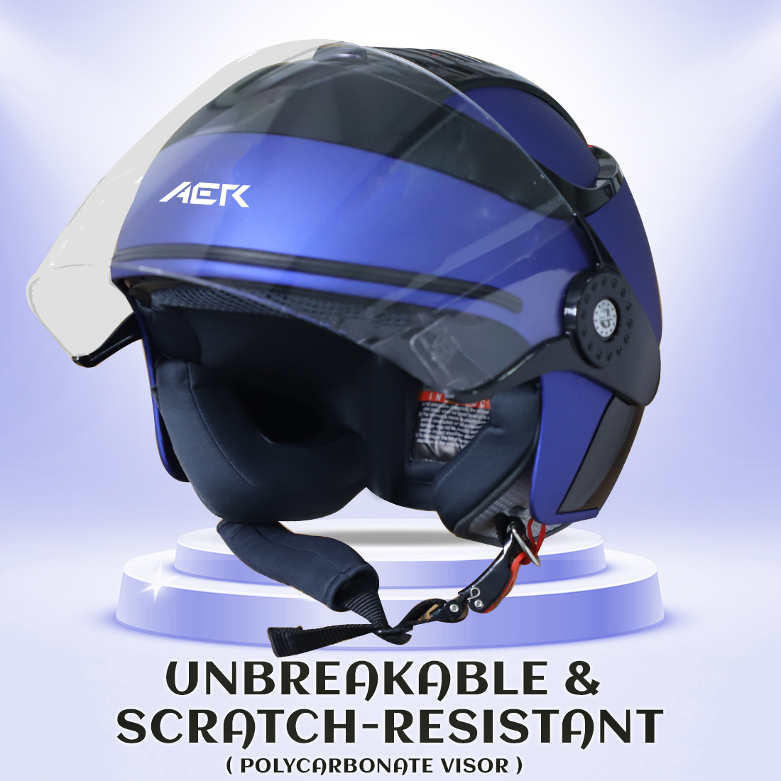 Steelbird SB-29 AER ISI Certified Helmet For Men And Women (Matt Y.Blue Black With Clear Visor)