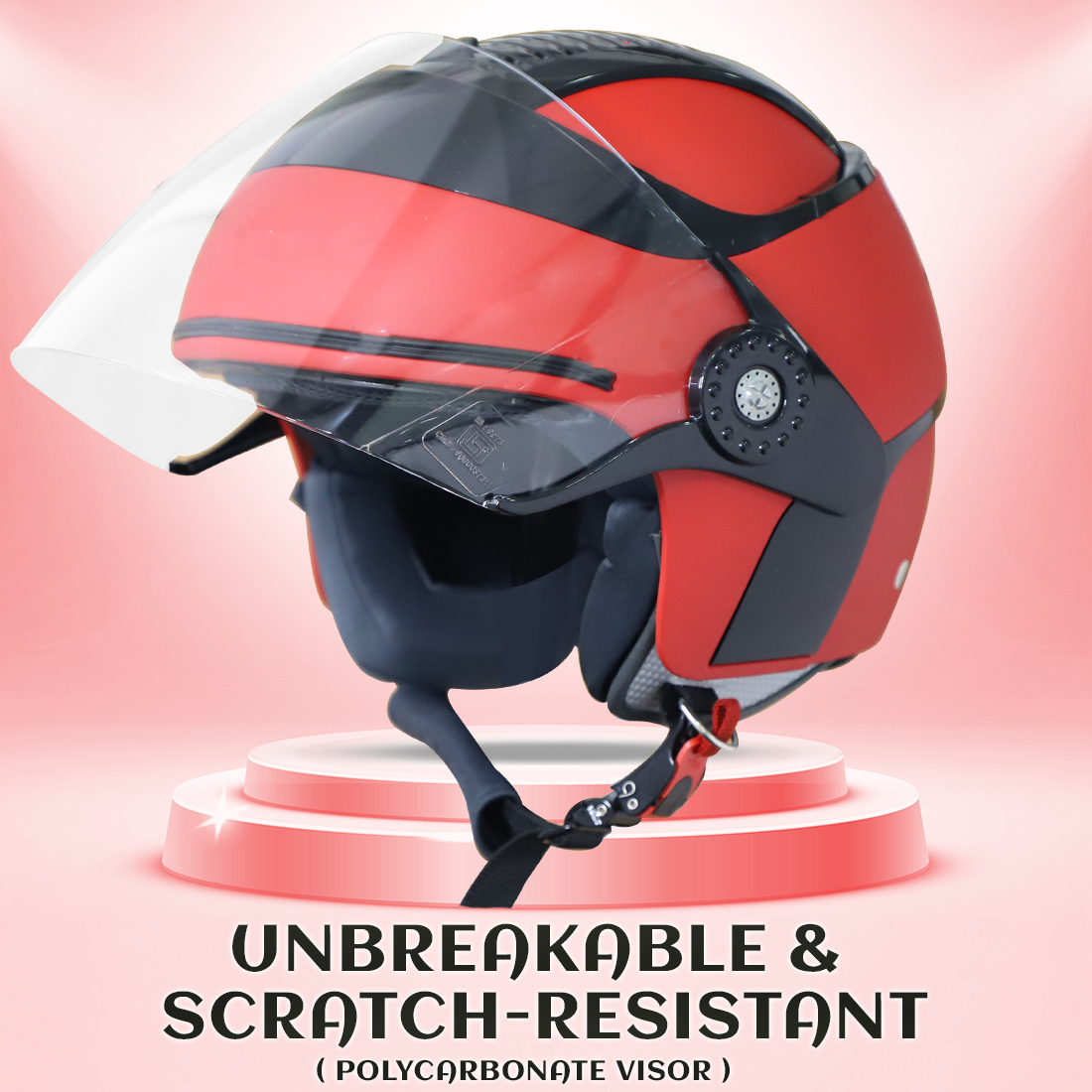 Steelbird SB-29 AER ISI Certified Helmet For Men And Women (Matt Red Black With Clear Visor)