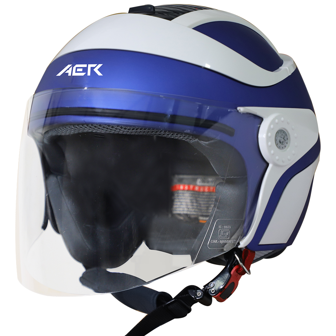 Steelbird SB-29 AER ISI Certified Helmet For Men And Women (Matt Y.Blue Off White With Clear Visor)