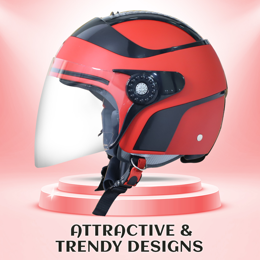 Steelbird SB-29 AER ISI Certified Helmet For Men And Women (Matt Black Red With Clear Visor)