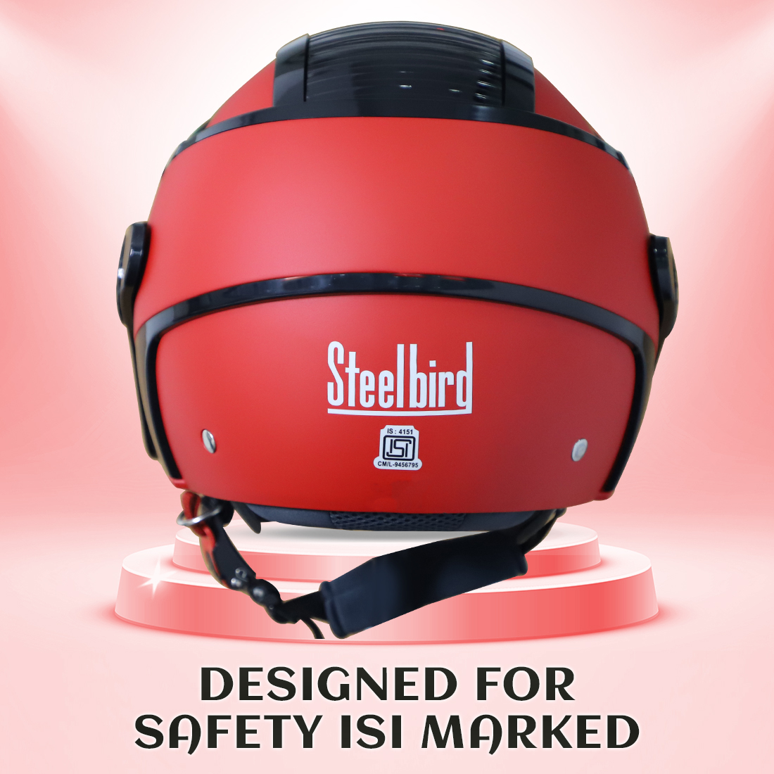 Steelbird SB-29 AER ISI Certified Helmet For Men And Women (Matt Black Red With Clear Visor)