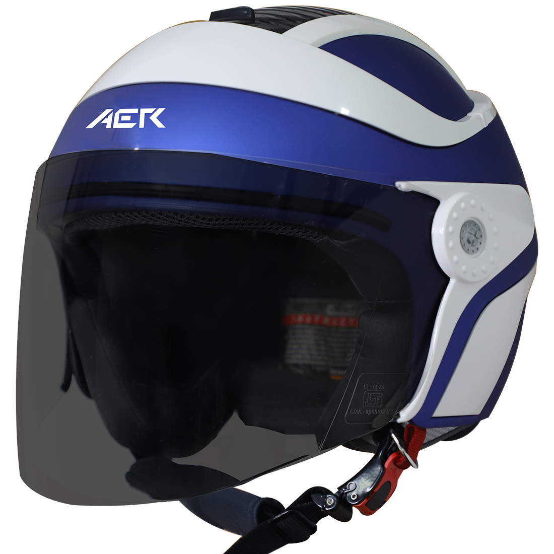 Steelbird SB-29 AER ISI Certified Helmet For Men And Women (Matt Y.Blue Off White With Smoke Visor)