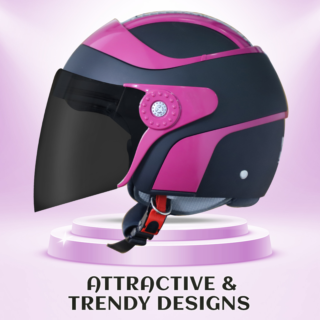 Steelbird SB-29 AER ISI Certified Helmet For Men And Women (Matt Black Pink With Smoke Visor)