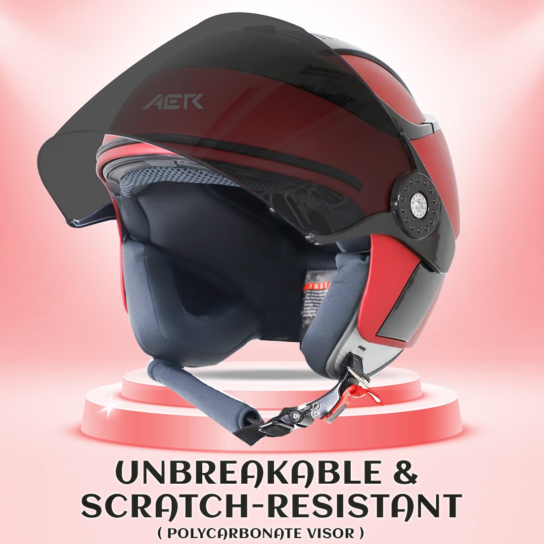 Steelbird SB-29 AER ISI Certified Helmet For Men And Women (Glossy Cherry Red Black With Smoke Visor)