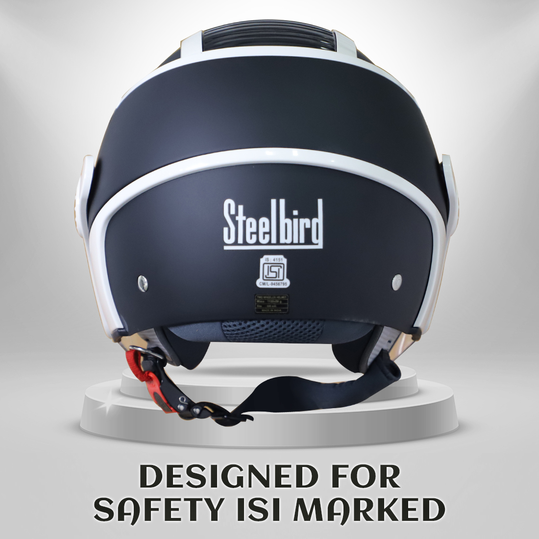 Steelbird SB-29 AER ISI Certified Helmet For Men And Women (Matt Black Off White With Smoke Visor)