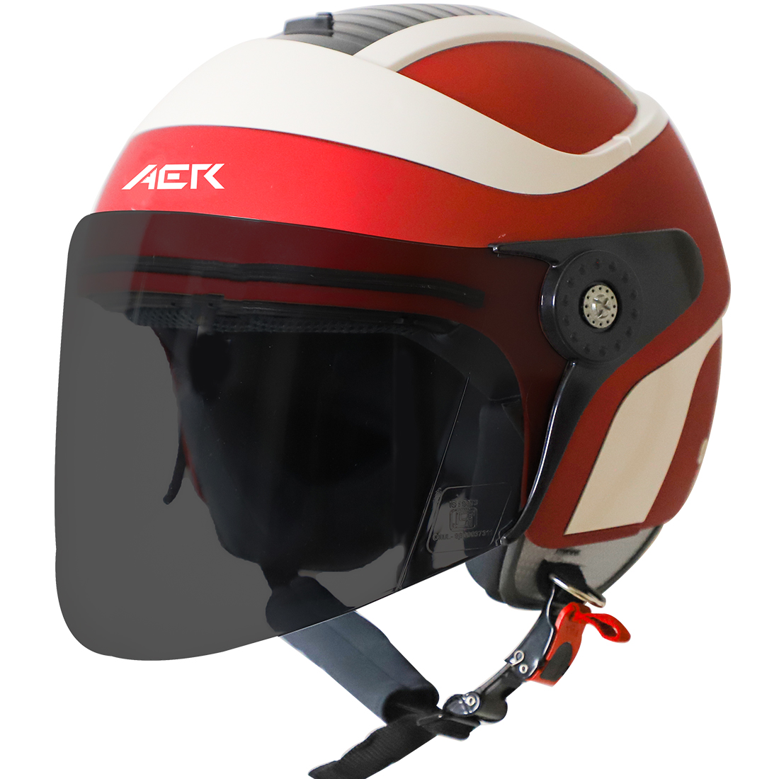 Steelbird SB-29 AER ISI Certified Helmet For Men And Women (Glossy Cherry Red Off White With Smoke Visor)