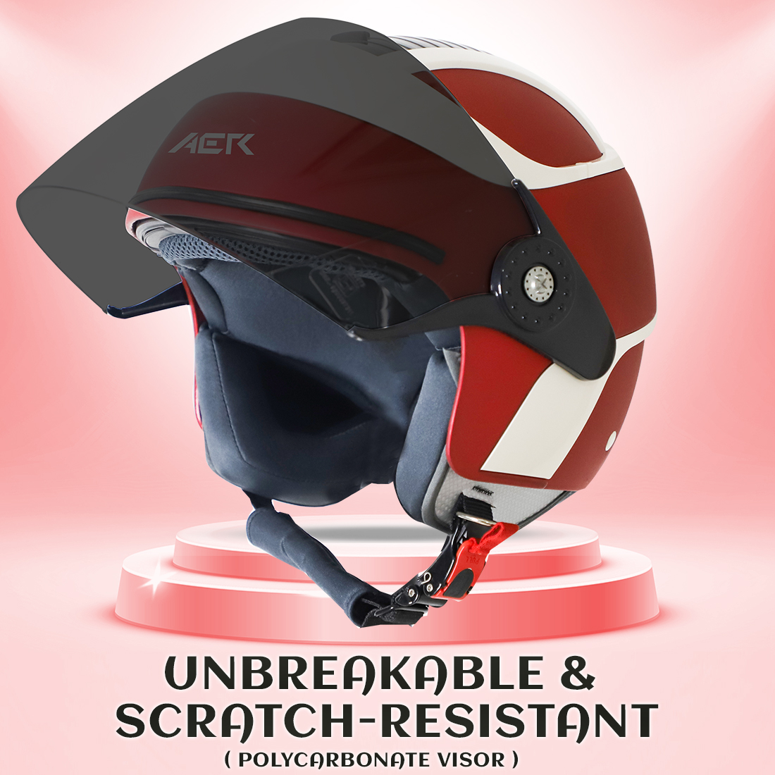 Steelbird SB-29 AER ISI Certified Helmet For Men And Women (Glossy Cherry Red Off White With Smoke Visor)